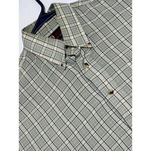 Trading Company Mens M Plaid Short Sleeve Button Down Shirt Sage Green Excellent